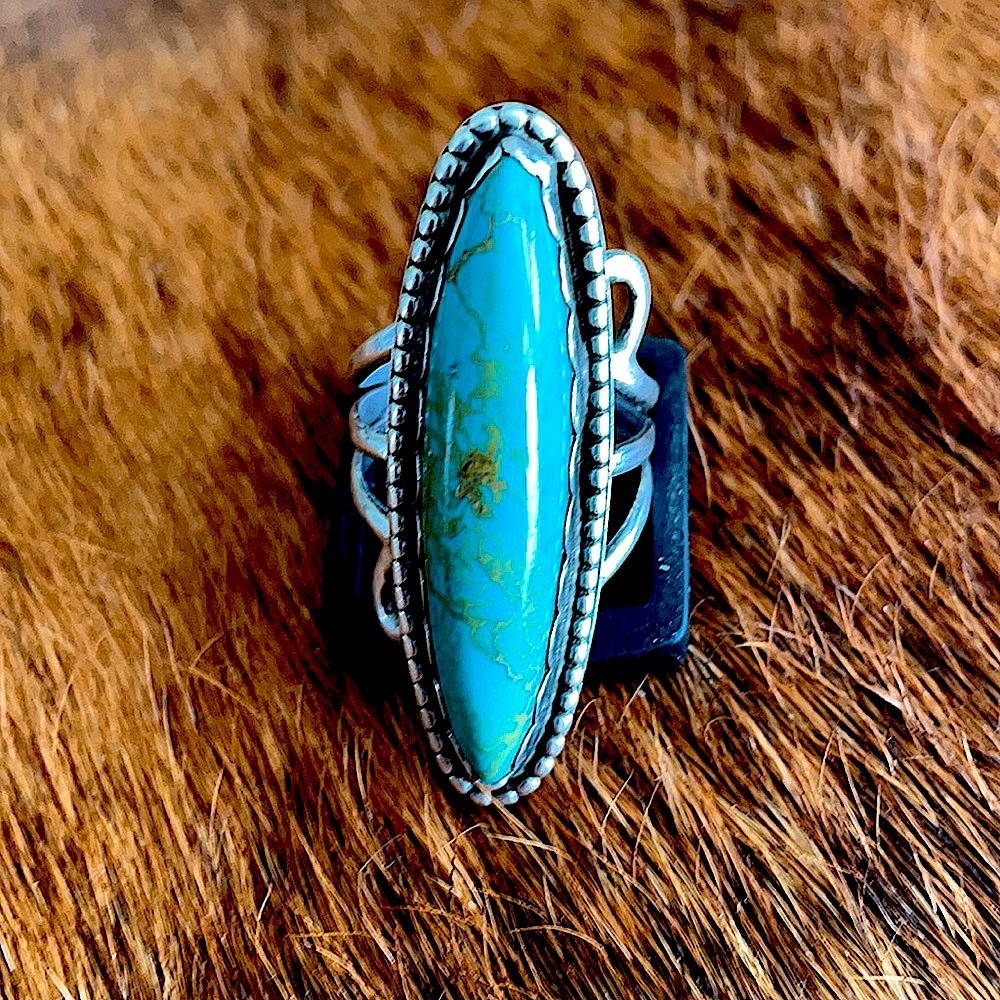 🎄Handmade Ladies Turquoise / Sterling Silver Ring - Picture 1 of 4